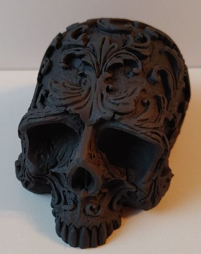 Totenkopf mit Ornamenten Schwarz 10,5 cm x 7 cm x 6,5 cm